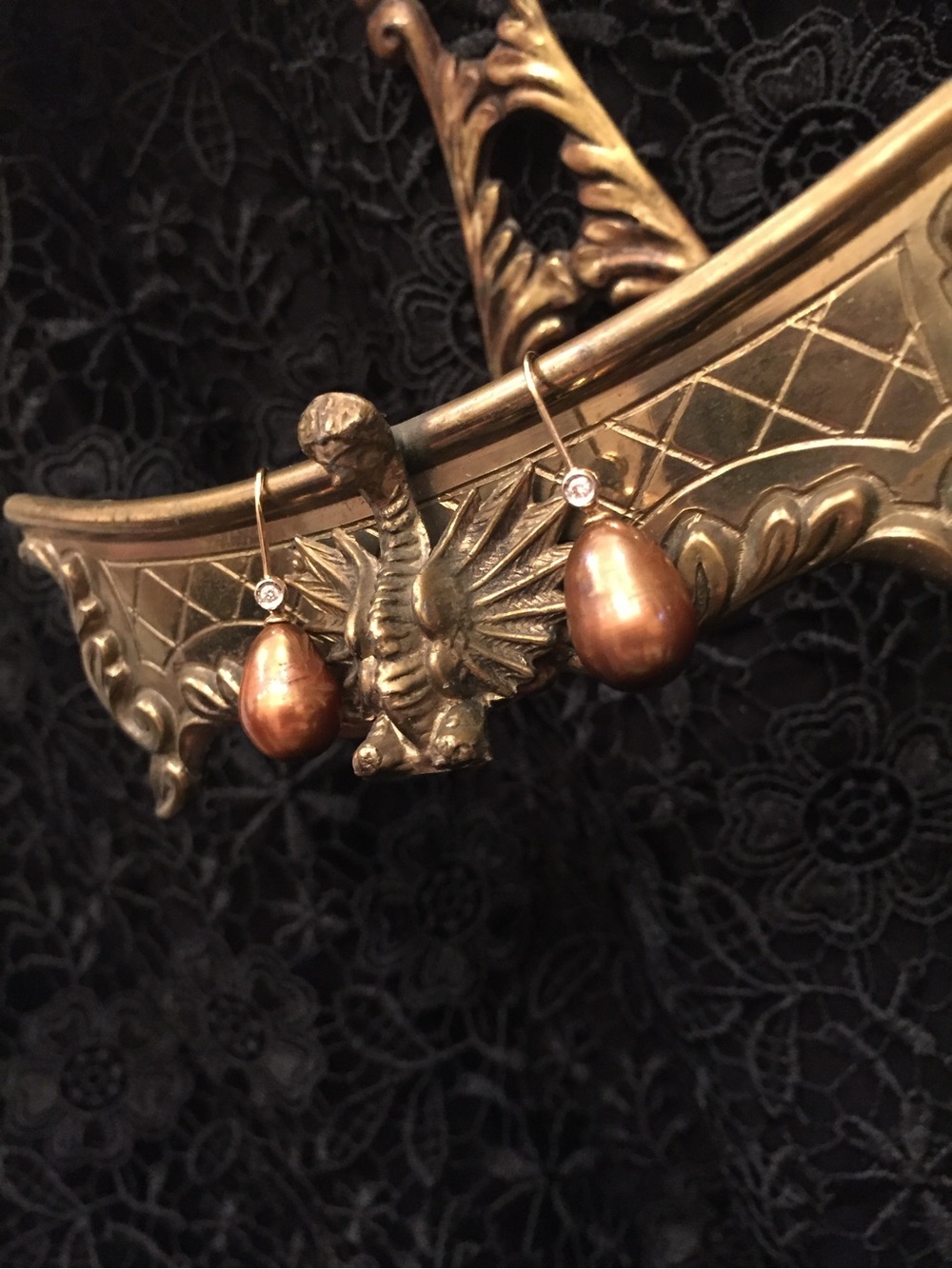 Elegant Brown Pearl Drop Earrings - Unbranded